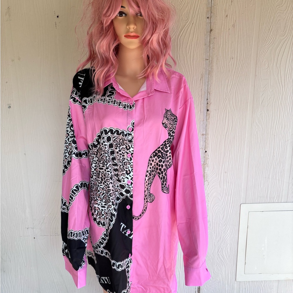 Uoozee Pink Panther shirt dress w/pockets